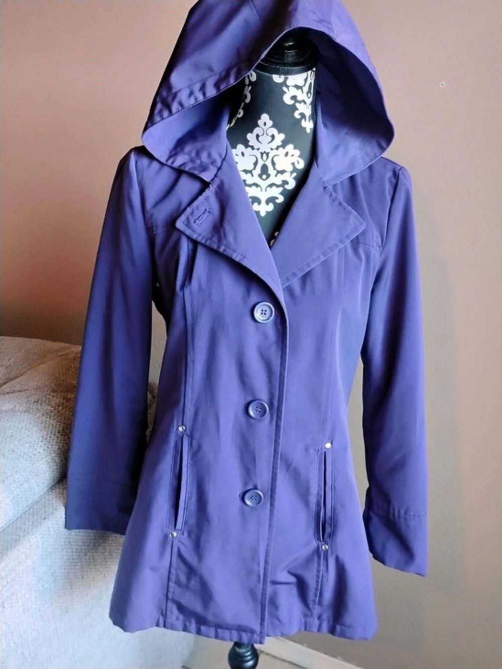 Esprit Hooded Purple Jacket Size Small Like New